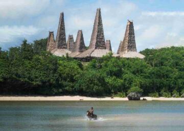 De hoge puntdaken van Ratenggaro, Indonesië